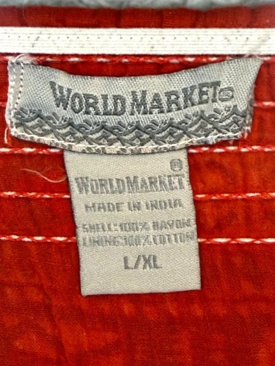 World Market Boho Strapless Flowy Tiered Maxi Dress Orange L/XL - Picture 3 of 8